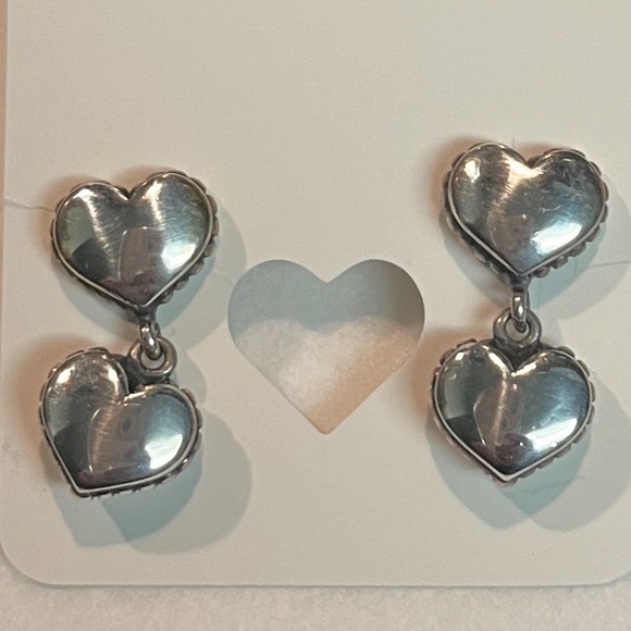 RARE LAGOS Vintage 925 Sterling Silver Drop Heart Earrings❣️❣️ - Picture 1 of 8